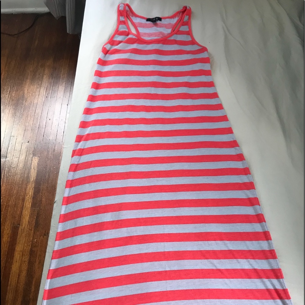 Coral/White Striped Maxi Dress